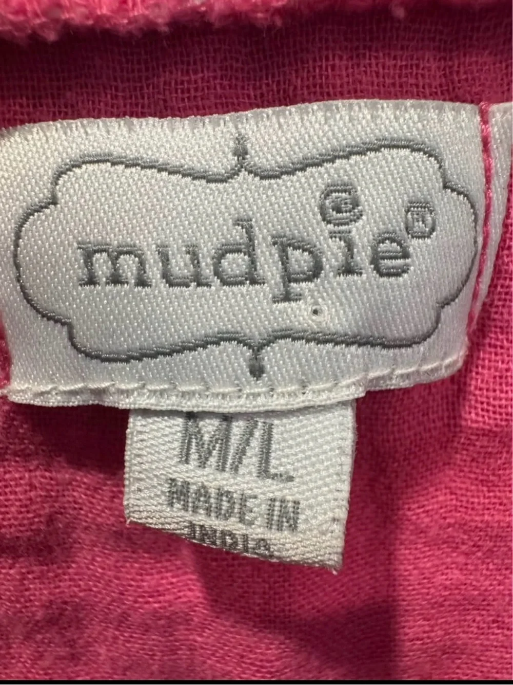 Mud Pie Hot Pink Tiered Gauze V-Neck Dress 100% Cotton